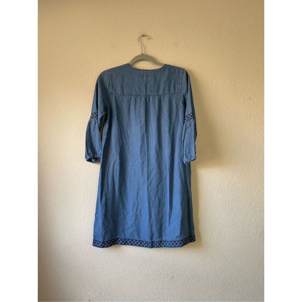 J Jill‎ denim embroidered peasant boho chambray mini dress size xs - Picture 3 of 8